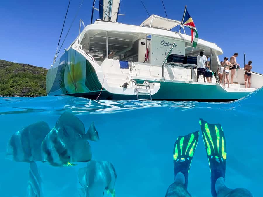 Mahé: Baie Ternay Park Catamaran Cruise with BBQ Lunch - Anse Major and the northern-coast views from the catamaran